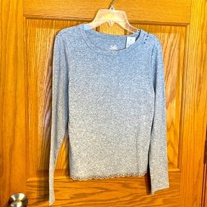 Justice girls gray t- shirt with lace trim
